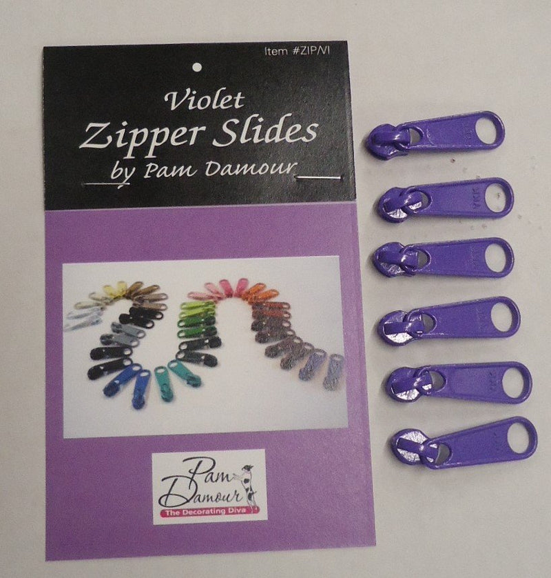 6 Large Tab Zipper Slides Violet